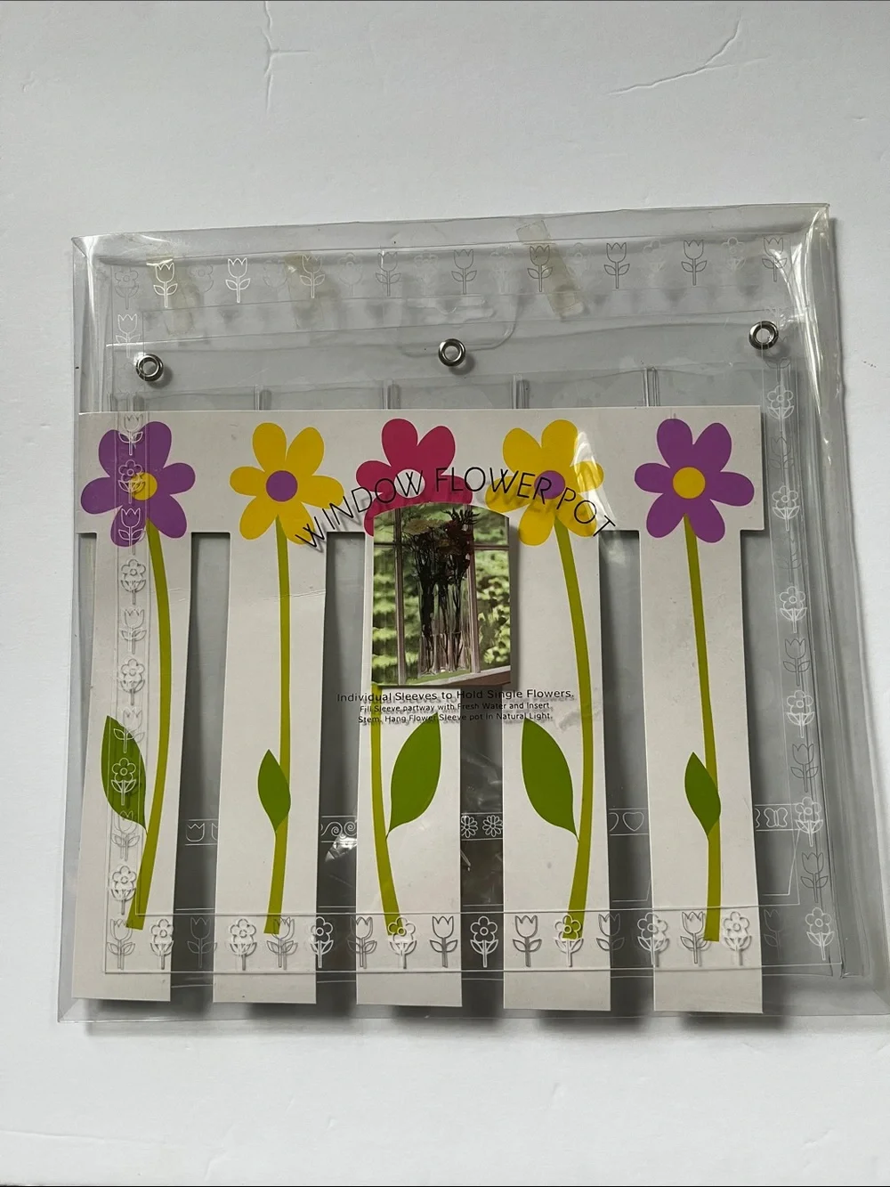 Window Flower Vase 5 Individual Sleeves to Hold Single Flowers Floral NWT